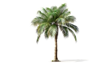 Isolated palm tree on a white backdrop