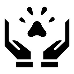 Animal Paw and Human Hand Icon. Animal Donation and care concept. Adoption of Pets, Shelter, Charity Icon.