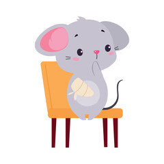 Mouse Animal Patient with Bandaged Paw in Hospital Vector Illustration