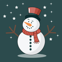  A snowman Merry Christmas vector illustration
