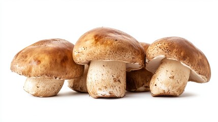 Plump porcini mushrooms against a white backdrop, easily isolated for your creative projects.