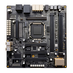 Fototapeta premium cyber security black futuristic motherboard on transparent background