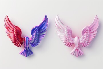 Obraz premium Wings icon, angel wings emblem, bird feathers silhouette, pigeon sign, spirituality symbol, elegance flight