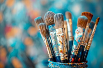 Fototapeta premium Various professional paint brushes