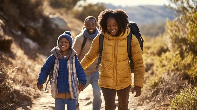 Family making memories on a hike
