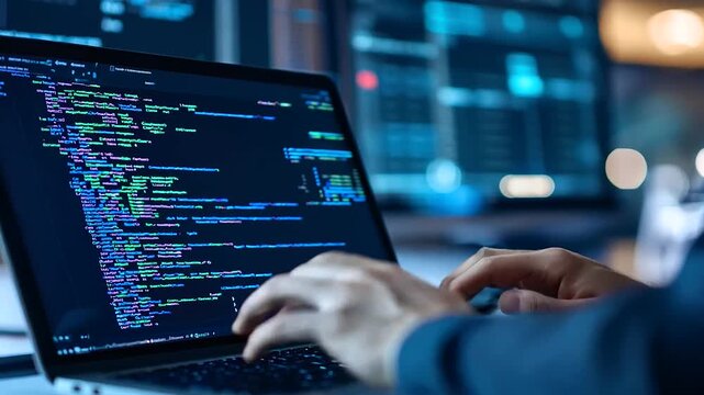 Data Science and Engineering - Computer Programmer Using Laptop Analyzing Big Data and Cloud Computing, Database Management, Algorithm and AI Deep Learning