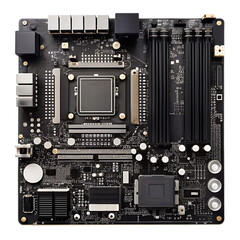 Fototapeta premium cyber security black futuristic motherboard on transparent background