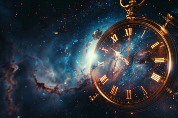 Space clock capturing time concept in a stellar space photography shot for futuristic visuals