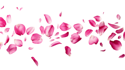 pink rose petals isolated on transparent white background, clipping path 