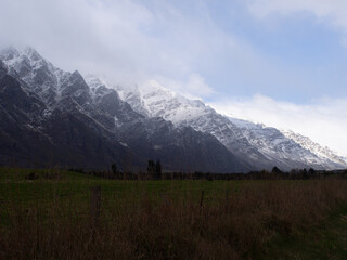 Snow Covered Remarkables Mountains Queenstown New Zealand