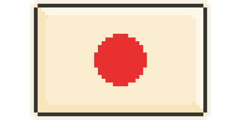 Japan, Asia, Flag, Pixel Art, Retro 8bit game style, vector