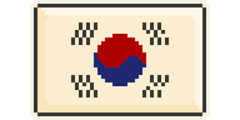 South Korea, Asia, Flag, Pixel Art, Retro 8bit game style, vector
