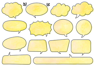 吹き出し、水彩、パステルカラー、イエロー