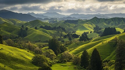 Obraz premium Lush green valleys of the Wairarapa