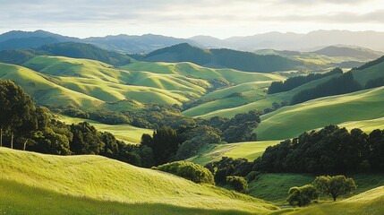 Fototapeta premium Lush green valleys of the Wairarapa