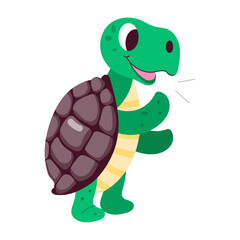 Cute tortoise smiling, flat style mascot 

