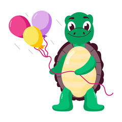 A flat style sticker of turtle balloons 

