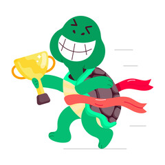 A flat style sticker of turtle trophy 

