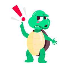 A flat style mascot of upset turtle 

