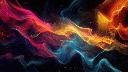 Obraz premium Dark background with vibrant digital wave patterns, evoking movement and energy.