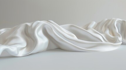 White satin fabric draped over a long table TOP TEXTURE SOFT BLUR BACKGROUND