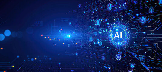 Dark Blue AI Circuit Background