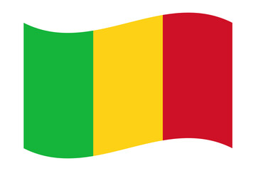 Vector illustration of wavy Mali flag on transparent background