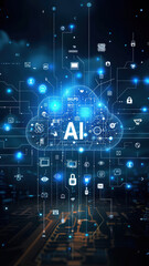 AI Cloud with Floating Icons