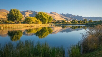 Fototapeta premium Reflective lakes in the Canterbury region