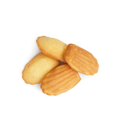 Sweet Madeleine cookies on white background