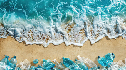 Design a captivating copy space background for Plastic Bag Free Day, highlighting a clean ocean shore with marine life to promote eco-friendly practices and reduce plastic waste