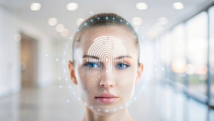 Futuristic biometric scan background with digital overlay
