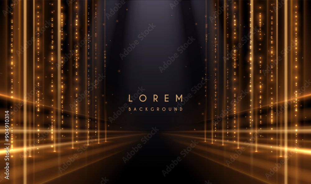 Wall mural golden lines scene with sparks effect
