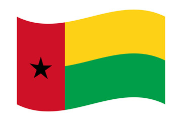 Vector illustration of wavy Guinea-Bissau flag on transparent background