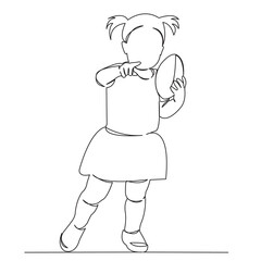 one single continuous drawn line art doodle ball, girl, female, child, isolated. isolated image hand-drawn outline on white background.