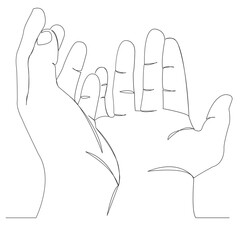One continuous single drawn line art doodle hand, arm, finger, sign, people. isolated image hand-drawn outline on white background.