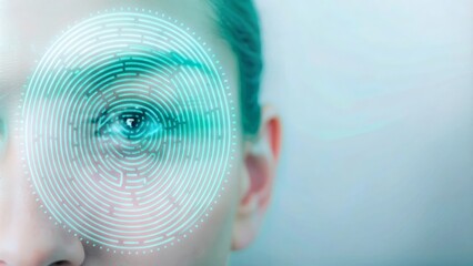 Futuristic biometric scan background with digital overlay
