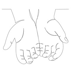 One continuous single drawn line art doodle hand, arm, finger, sign, people. isolated image hand-drawn outline on white background.