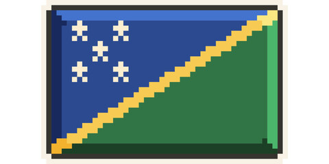 Salomon Islands, Oceania flag, pixelart, retro 8bit game style, vector