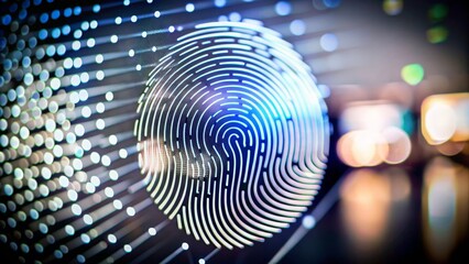 High-tech fingerprint scanner interface on dark background
