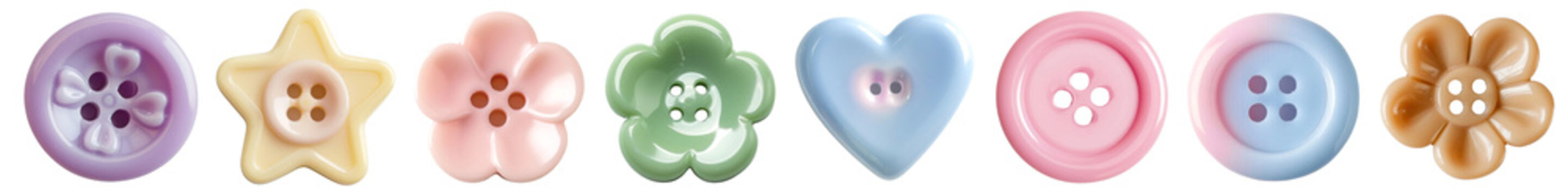 Cute clothes button png cut out element set