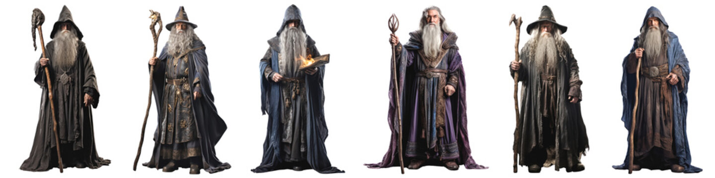 Wizard character png cut out element set