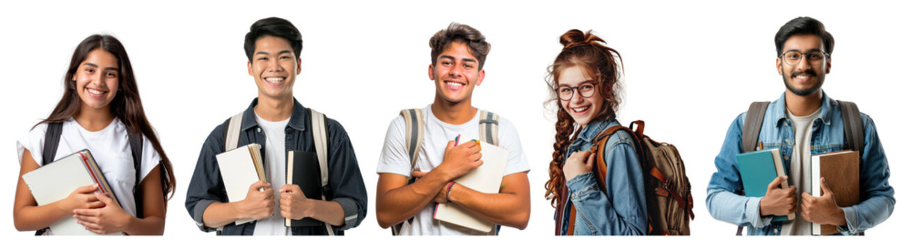 diverse high school student png cut out element set