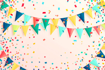Colorful 3D birthday background triangle flag colorful on white background
