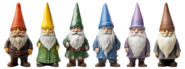 Garden gnome figurine png cut out element set
