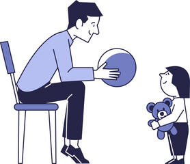 Father plays with a child. Leisure with children, parenthood.