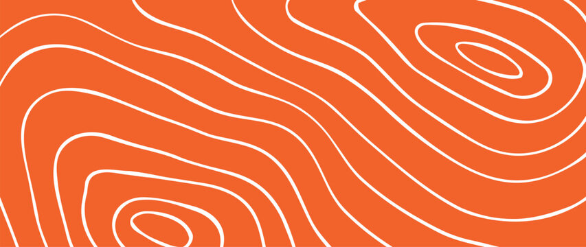 Salmon fillet pattern texture background vector. Abstract salmon meat on orange background with stripes salmon line art. Design illustration for Japanese Restaurant, website, banner, packaging.