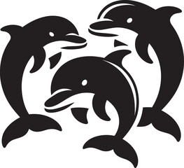 Fototapeta premium Beautiful Dolphin silhouette flat vector illustration isolated on a white background