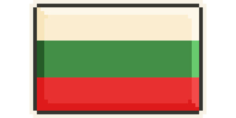 Bulgaria, Europe, Flag, Pixel Art, Retro 8bit Game Style, Vector 