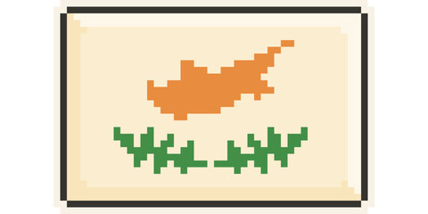 Cyprus, Europe, Flag, Pixel Art, Retro 8bit Game Style, Vector 
